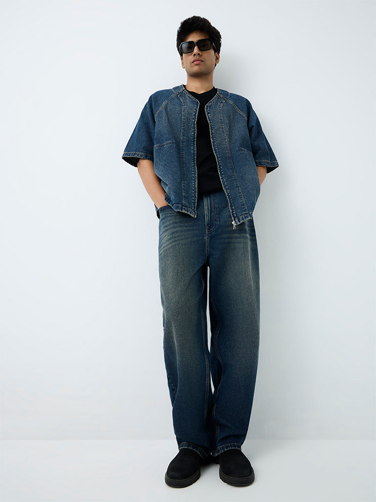 Nuon Blue Mid-Wash Skater-Fit Mid-Rise Jeans
