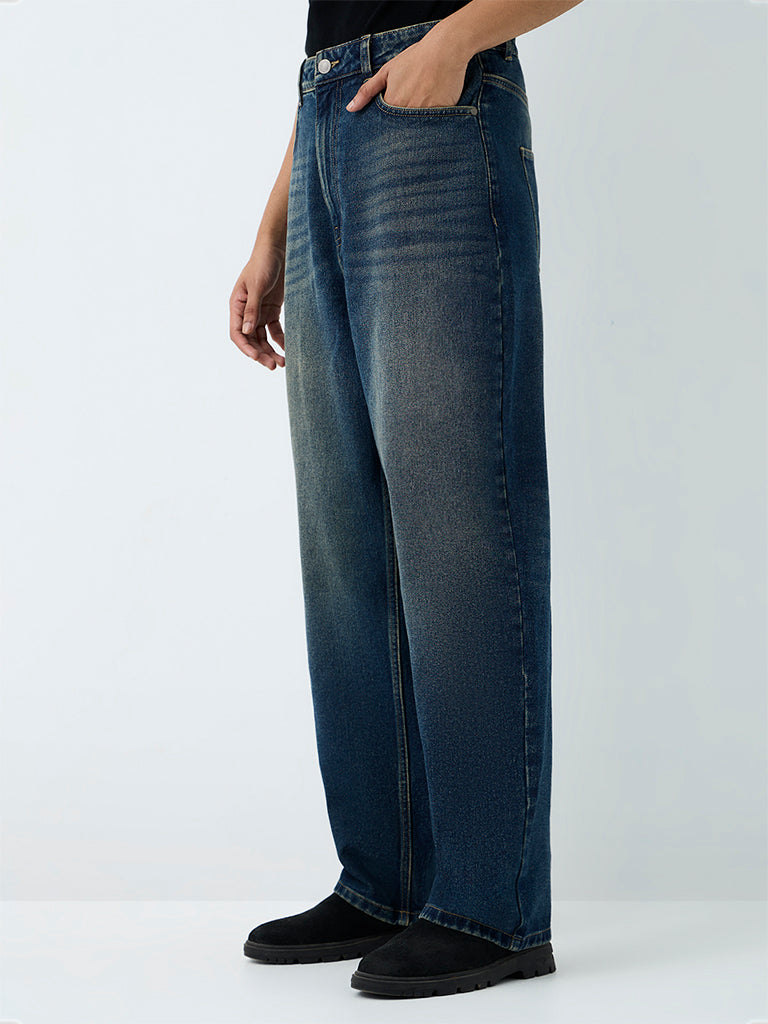 Nuon Blue Mid-Wash Skater-Fit Mid-Rise Jeans