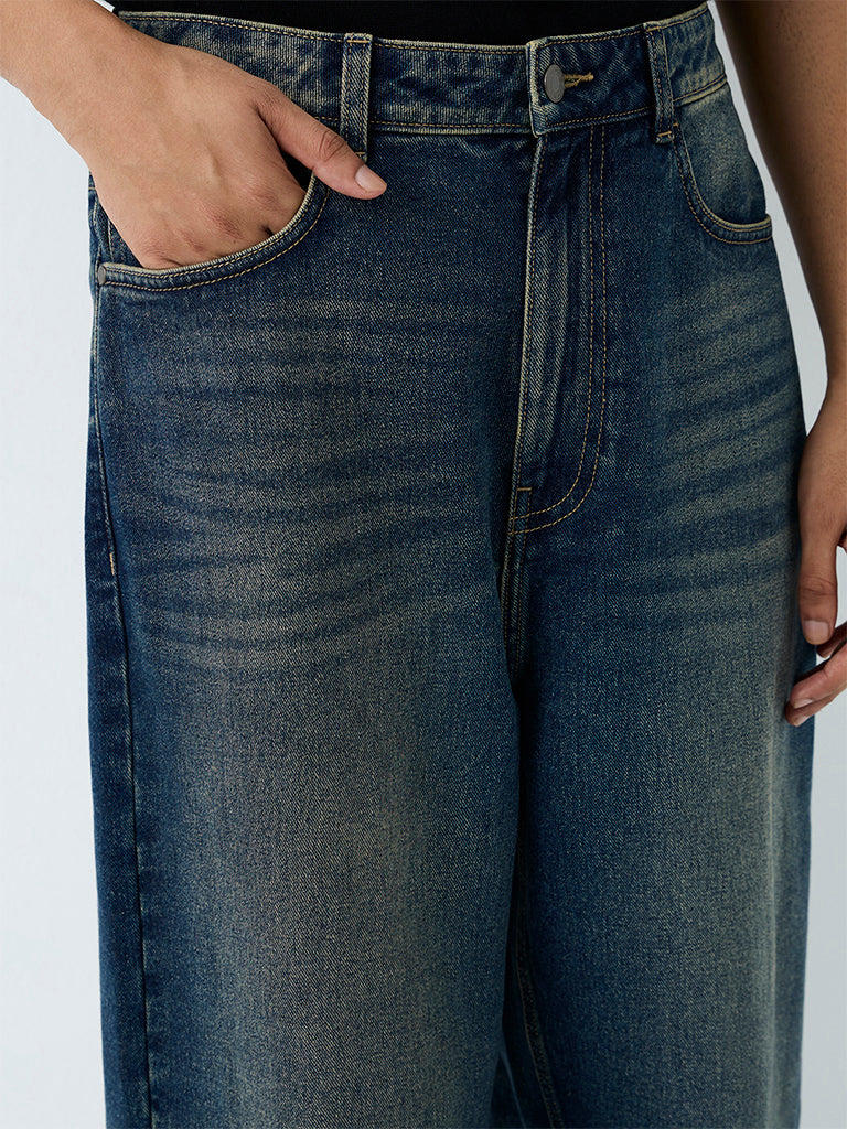 Nuon Blue Mid-Wash Skater-Fit Mid-Rise Jeans