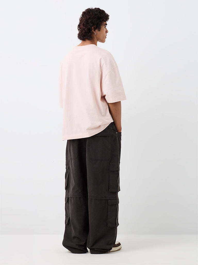 Nuon Brown Solid Loose-Fit Mid-Rise Cargo Jeans