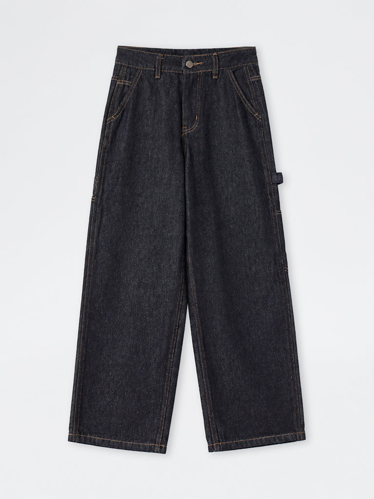 Boys Black Solid Mid-Rise Jeans