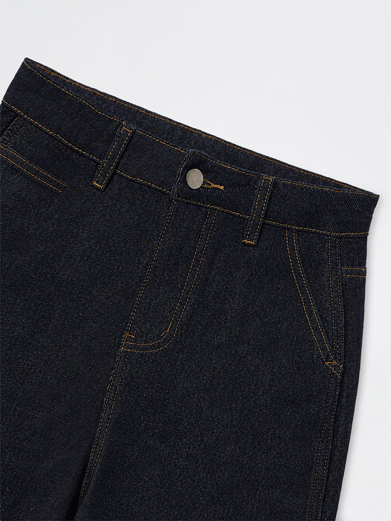 Boys Black Solid Mid-Rise Jeans