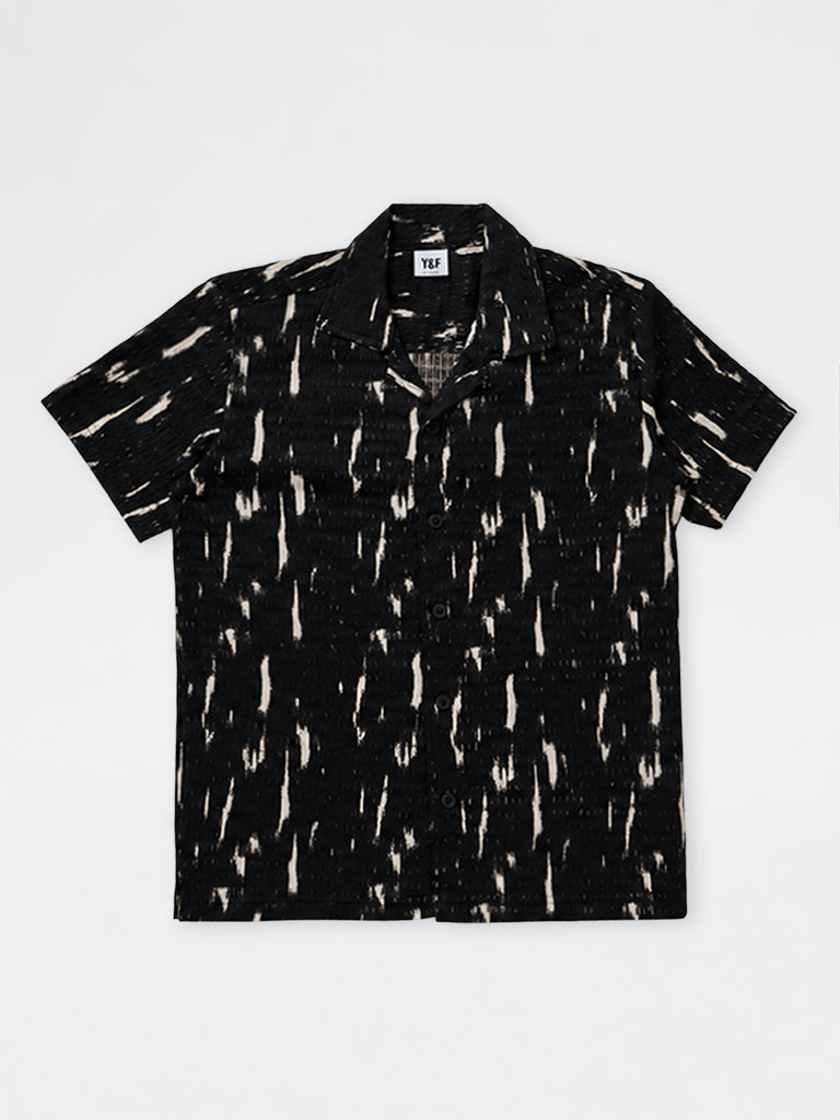 Boys Black Abstract Printed Textured Shirt