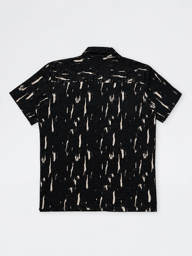 Boys Black Abstract Printed Textured Shirt