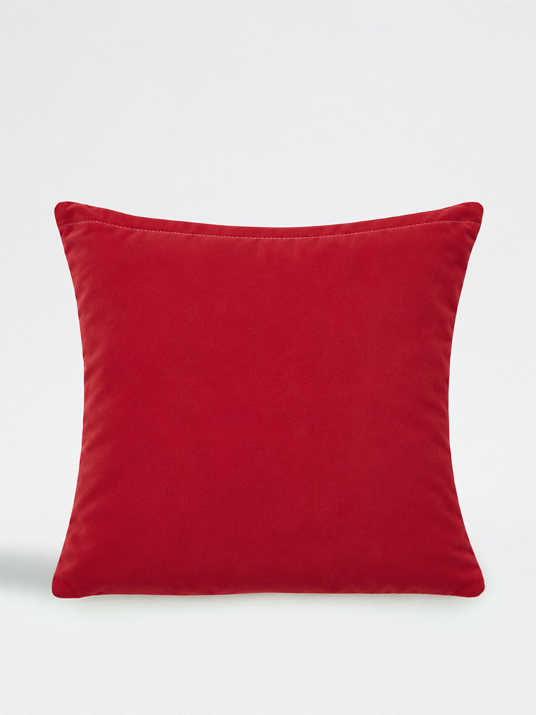Westside Home Red Velvet Bow-Detail Xmas Cushion Cover