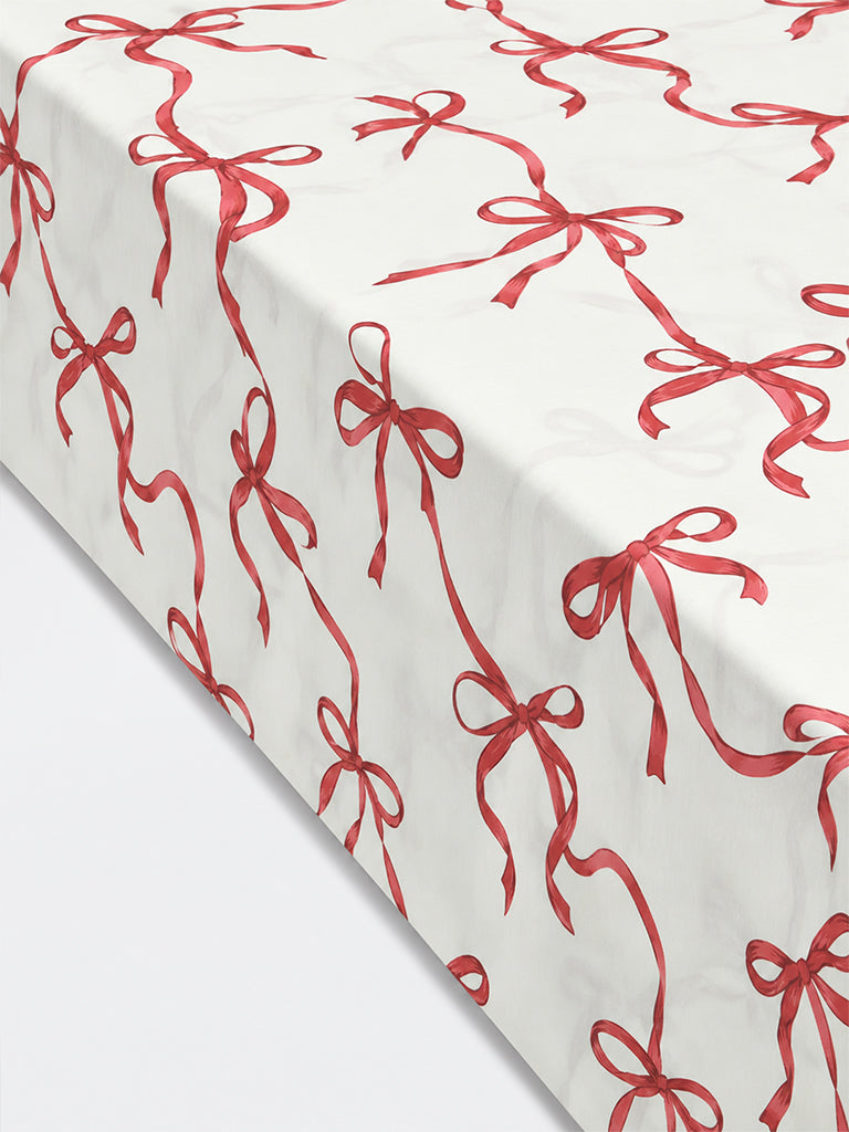 Westside Home Red Bow Printed King Bed Sheet Set