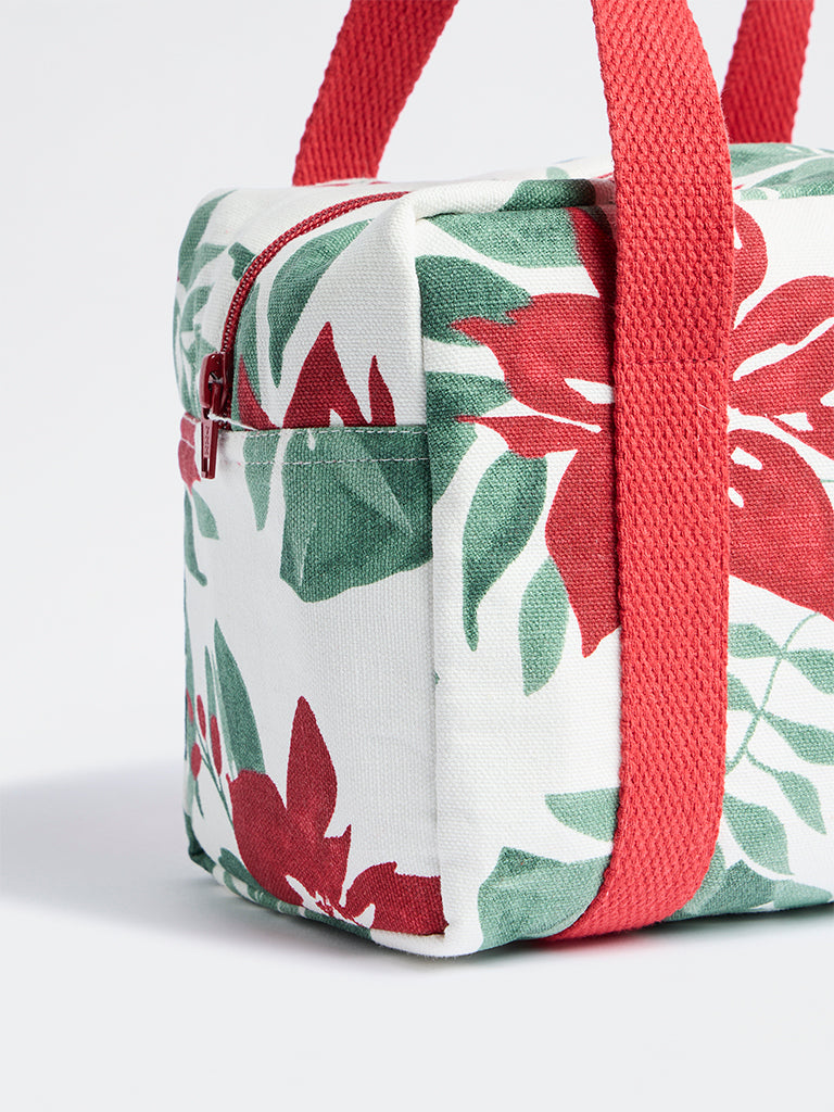 Westside Home Multicolor Poinsettia Printed Xmas Lunch Bag