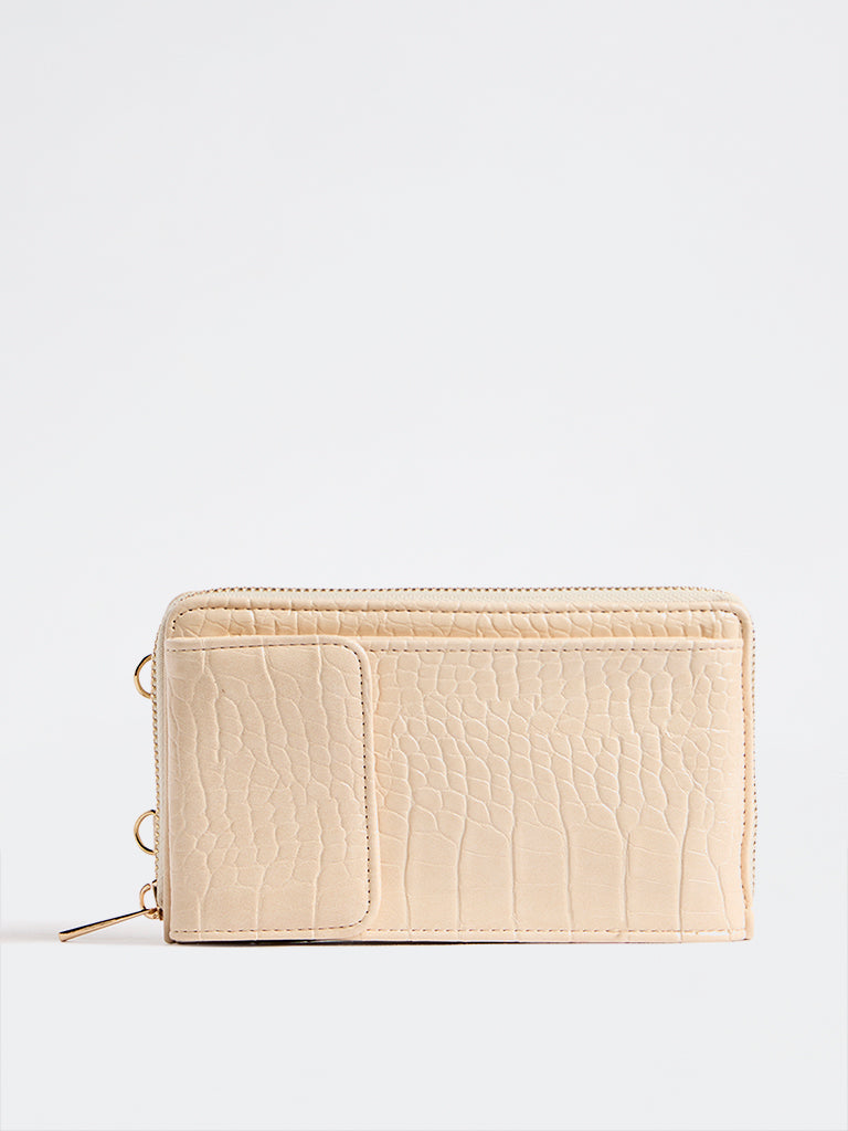 Westside Cream Textured Phone Sling Bag