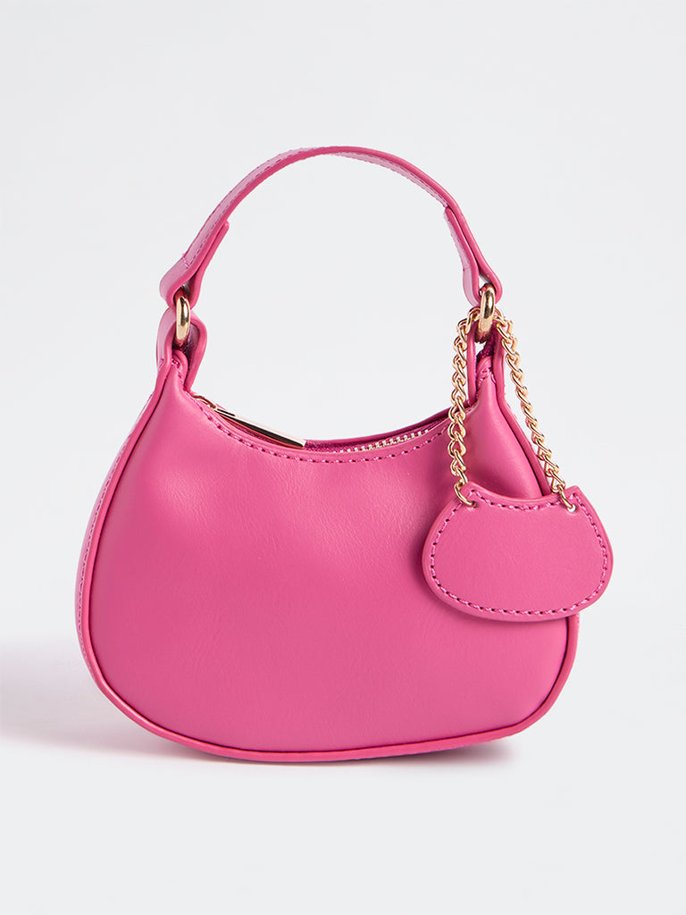 Westside Pink Charm-Detail Handbag with Sling Handle