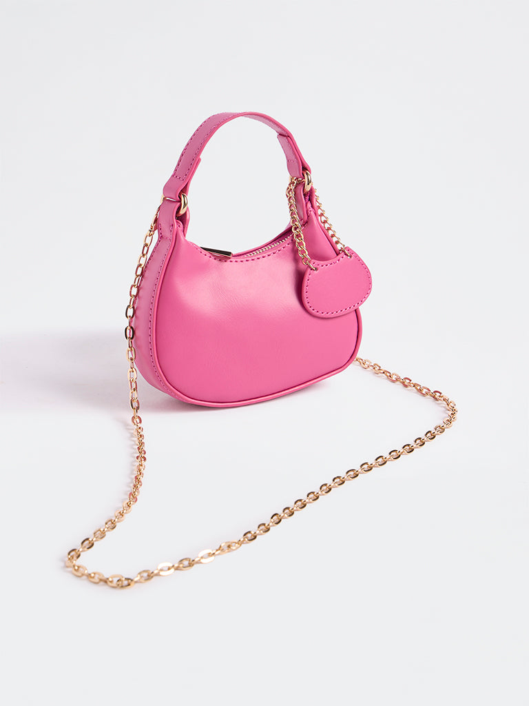 Westside Pink Charm-Detail Handbag with Sling Handle