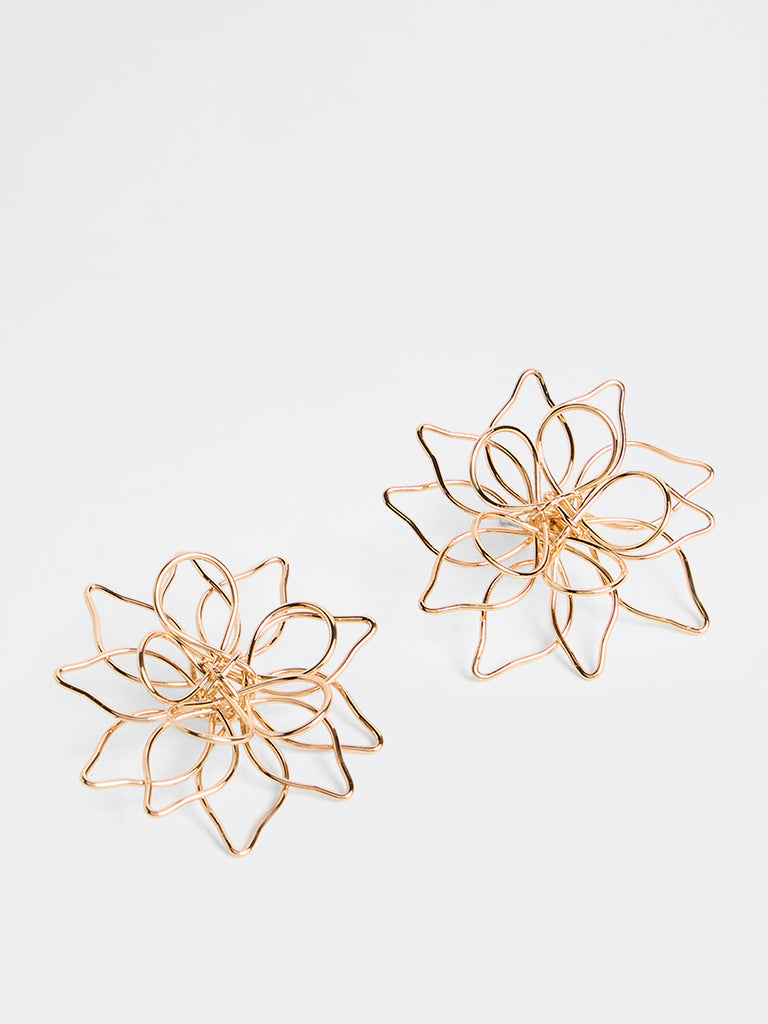 Westside Accessories Gold Floral Statement Stud Earrings