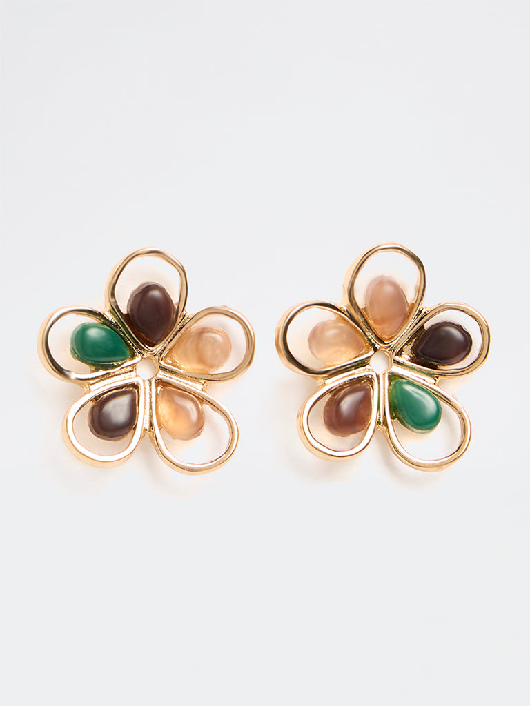 Westside Accessories Multicolour Floral Statement Stud Earrings