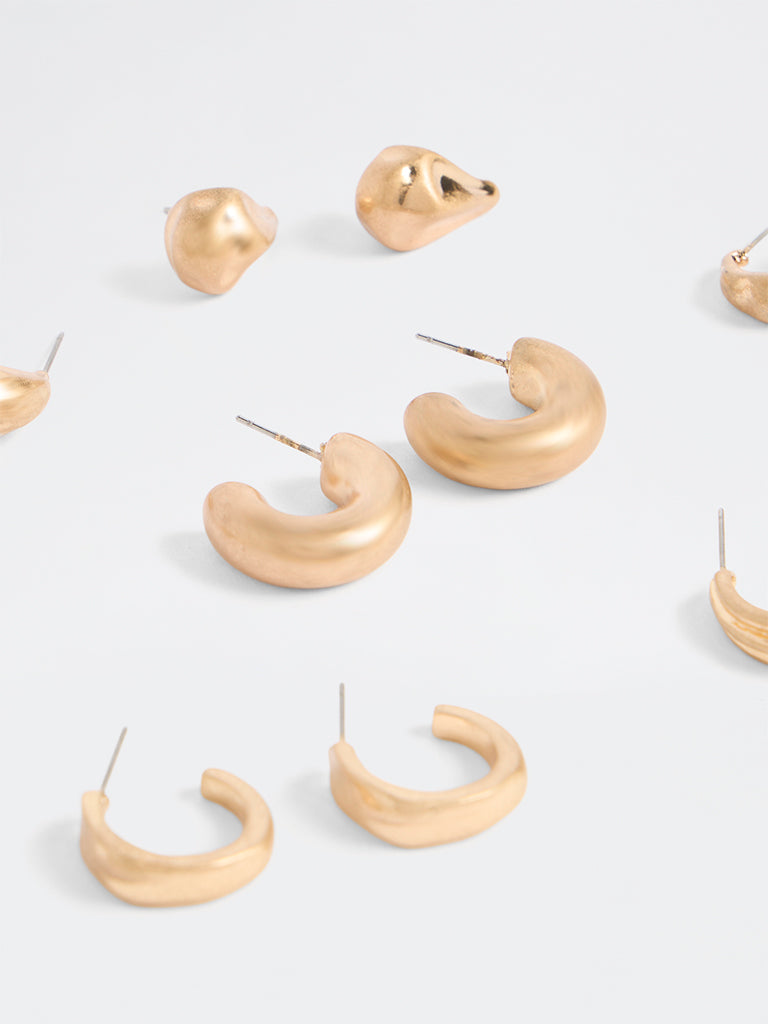 Westside Accessories Gold Stud and Hoop Earrings - Pack of 6