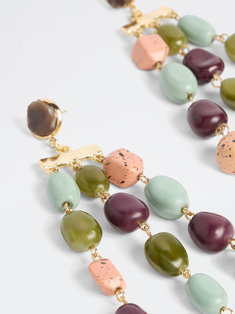 Westside Accessories Multicolour Stone Statement Dangler Earrings