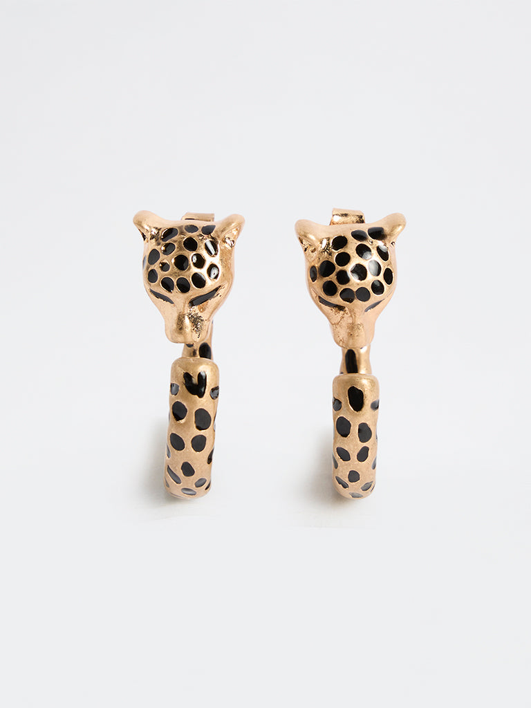 Westside Accessories Gold Animal Patterned Hoop Earrings
