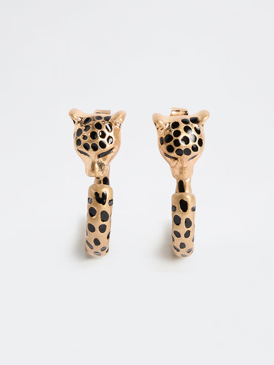 Westside Accessories Gold Animal Patterned Hoop Earrings