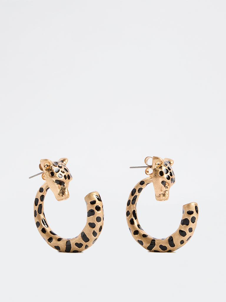 Westside Accessories Gold Animal Patterned Hoop Earrings