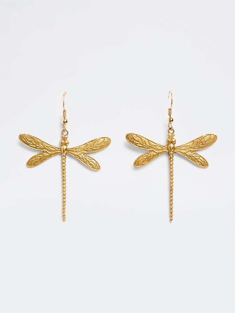 Westside Accessories Gold Dragonfly Earrings