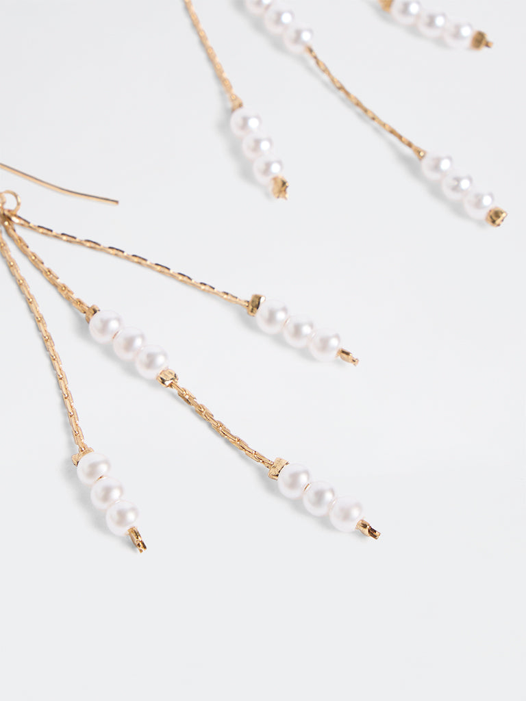 Westside Accessories Gold Pearl Dangler Earrings