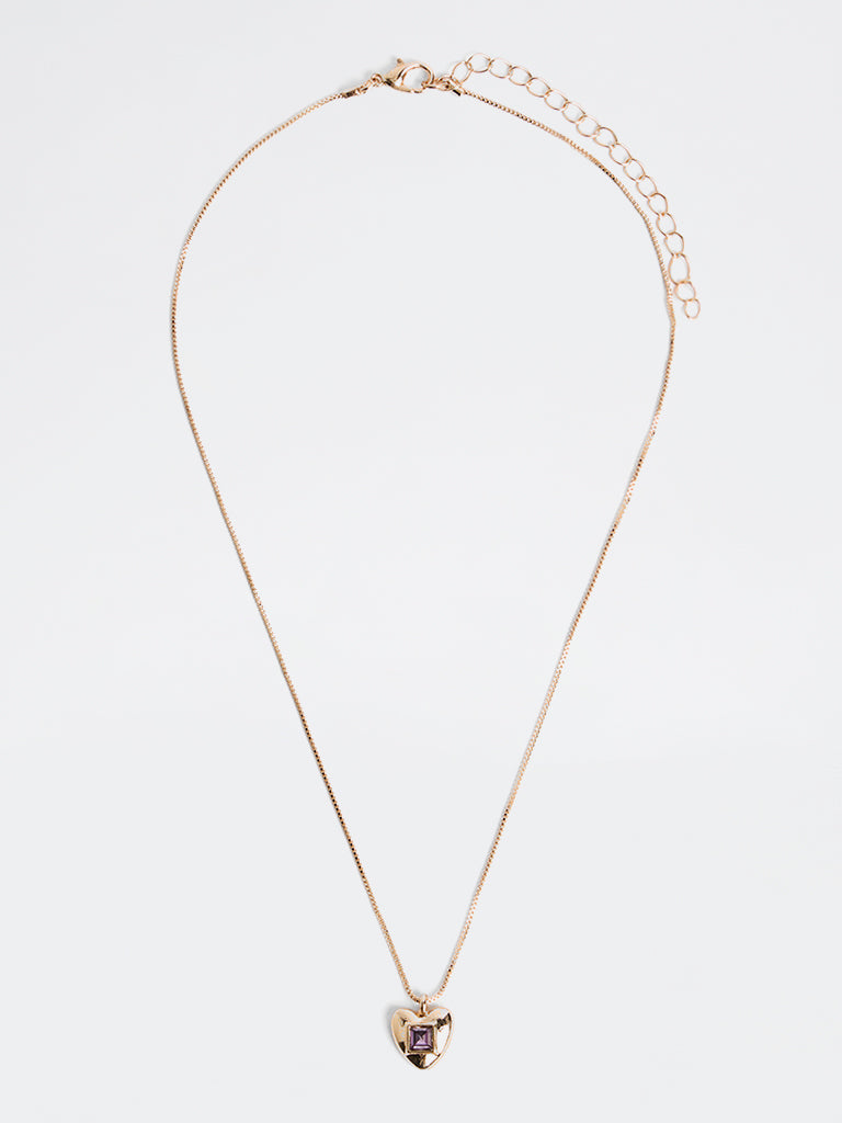 Westside Accessories Gold Heart Pendant Chain Necklace