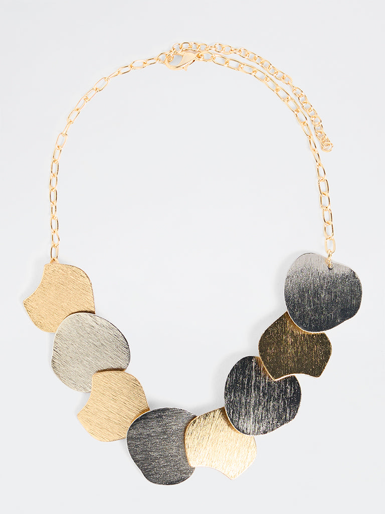 Westside Accessories Gold and Silver Multi-Disc Statement Short Necklace