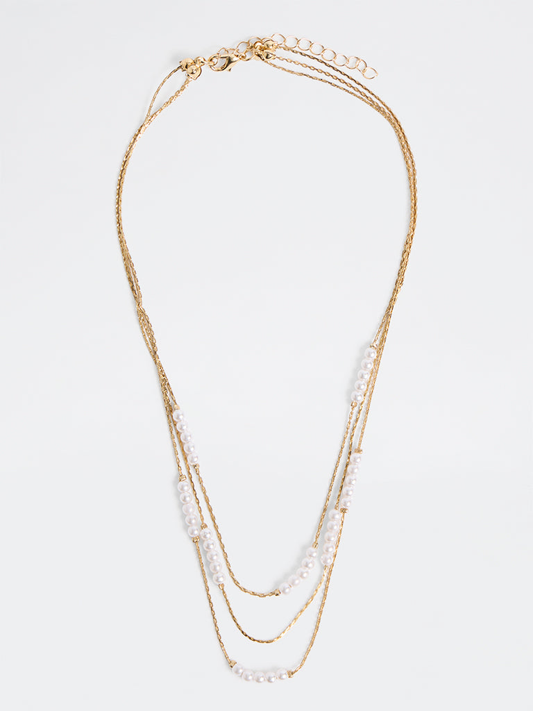 Westside Accessories Gold Pearl Layered Necklace