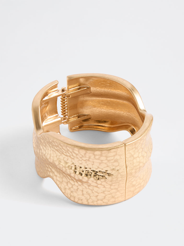 Westside Accessories Gold Textured Statement Cuff Bracelet