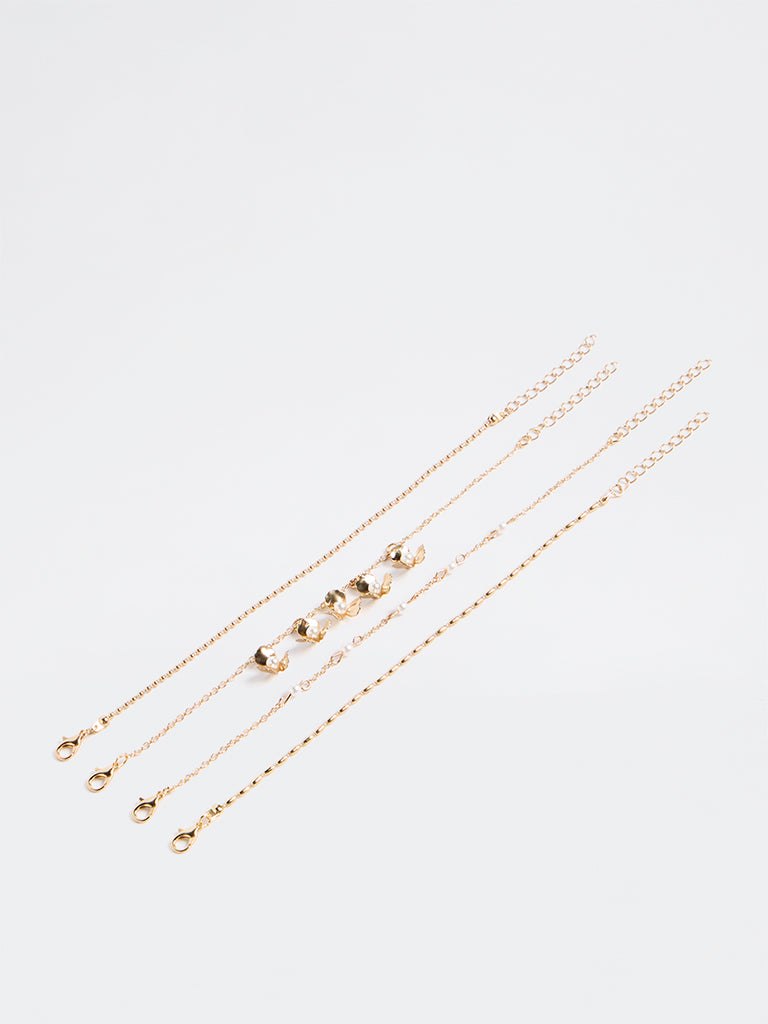 Westside Accessories Gold Assorted Chain Bracelets - Pack of 4