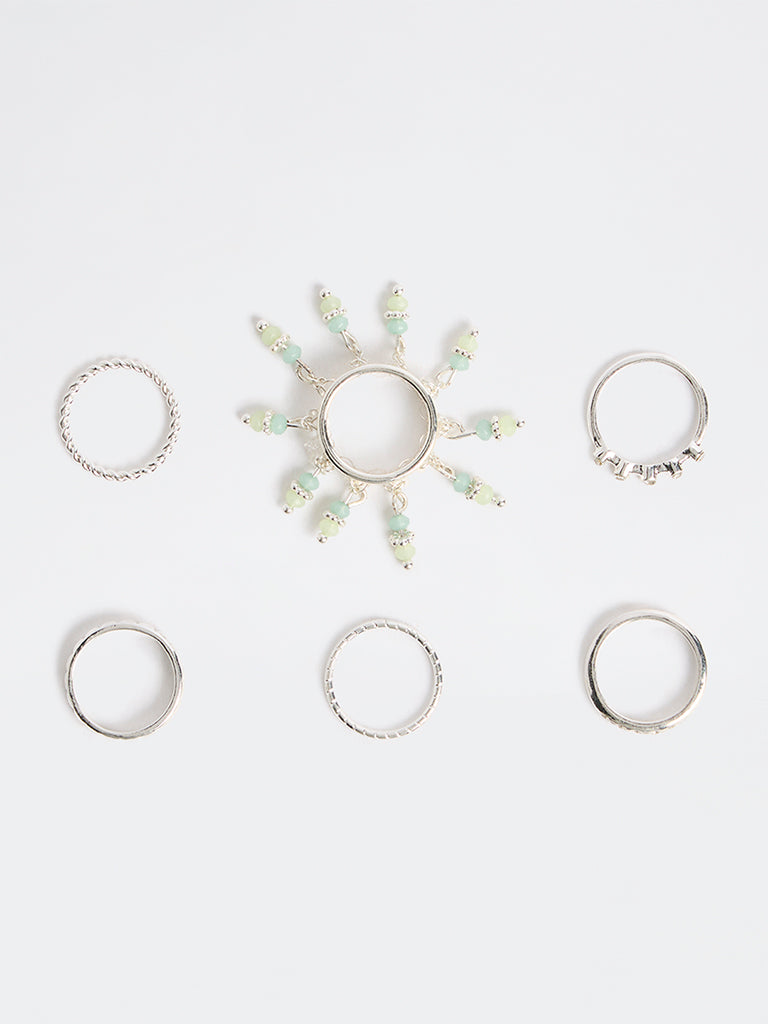 Westside Accessories Silver Multi-Stack Rings - Pack of 6