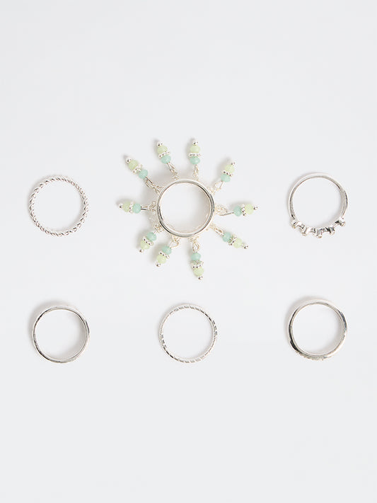 Westside Accessories Silver Multi-Stack Rings - Pack of 6