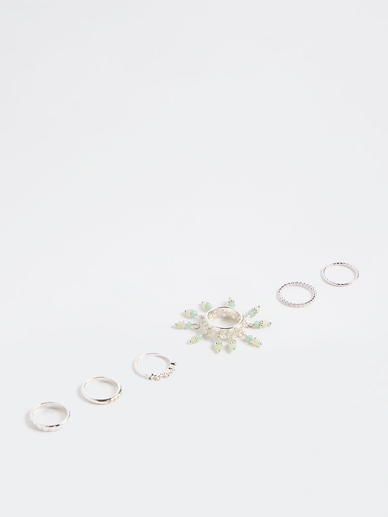 Westside Accessories Silver Multi-Stack Rings - Pack of 6