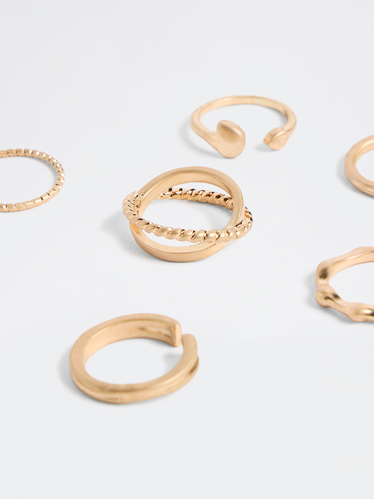 Westside Accessories Gold Multi-Stack Rings - Pack of 6
