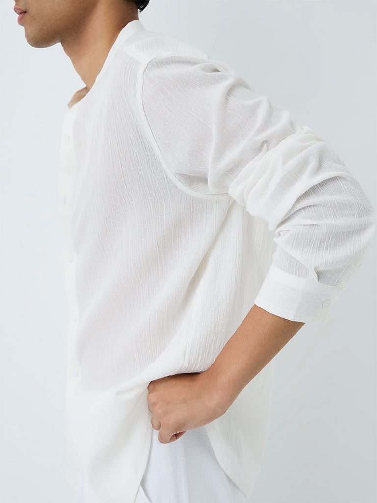 ETA Off-White Crinkle-Textured Relaxed-Fit Cotton Shirt