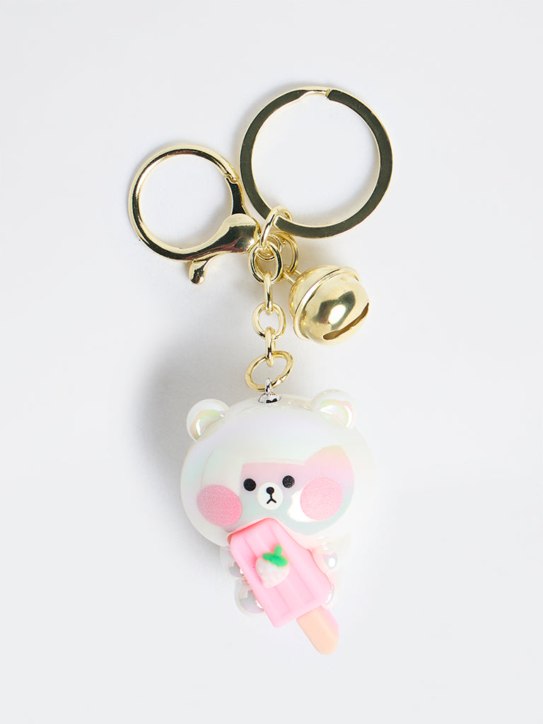 Y&F Kids Girls Off-White Teddy Bear Keychain