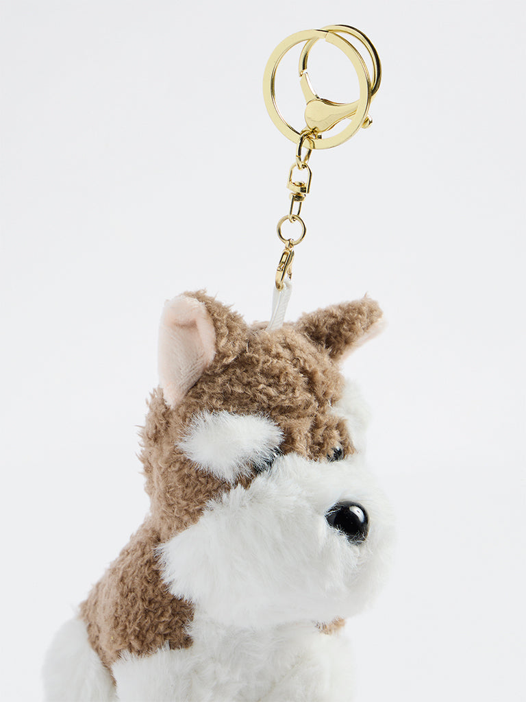 Y&F Kids Girls White Dog Soft Toy Keychain
