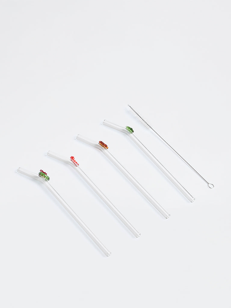 Westside Home Multicolor Xmas Straw with Cleaner - Set of 4
