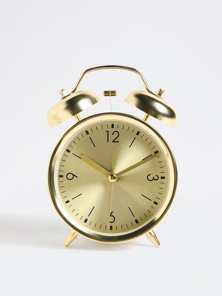 Westside Home Gold Twin-Bell Metal Alarm Clock