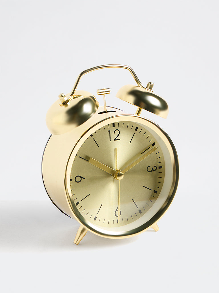 Westside Home Gold Twin-Bell Metal Alarm Clock