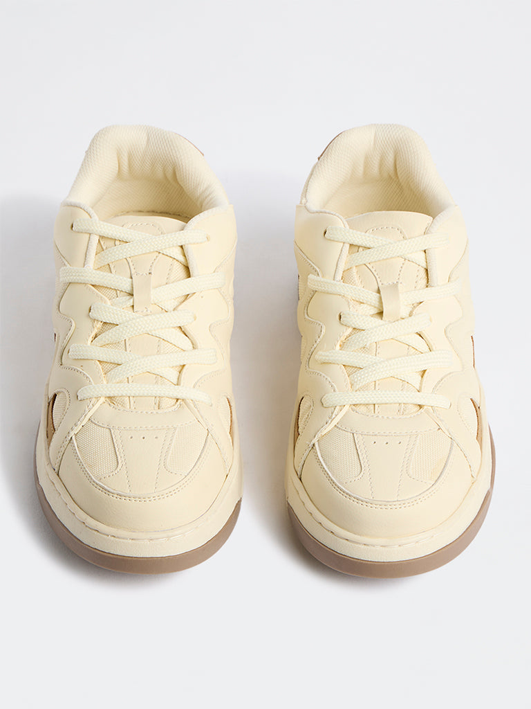 SOLEPLAY Cream Lace-Up Sneakers