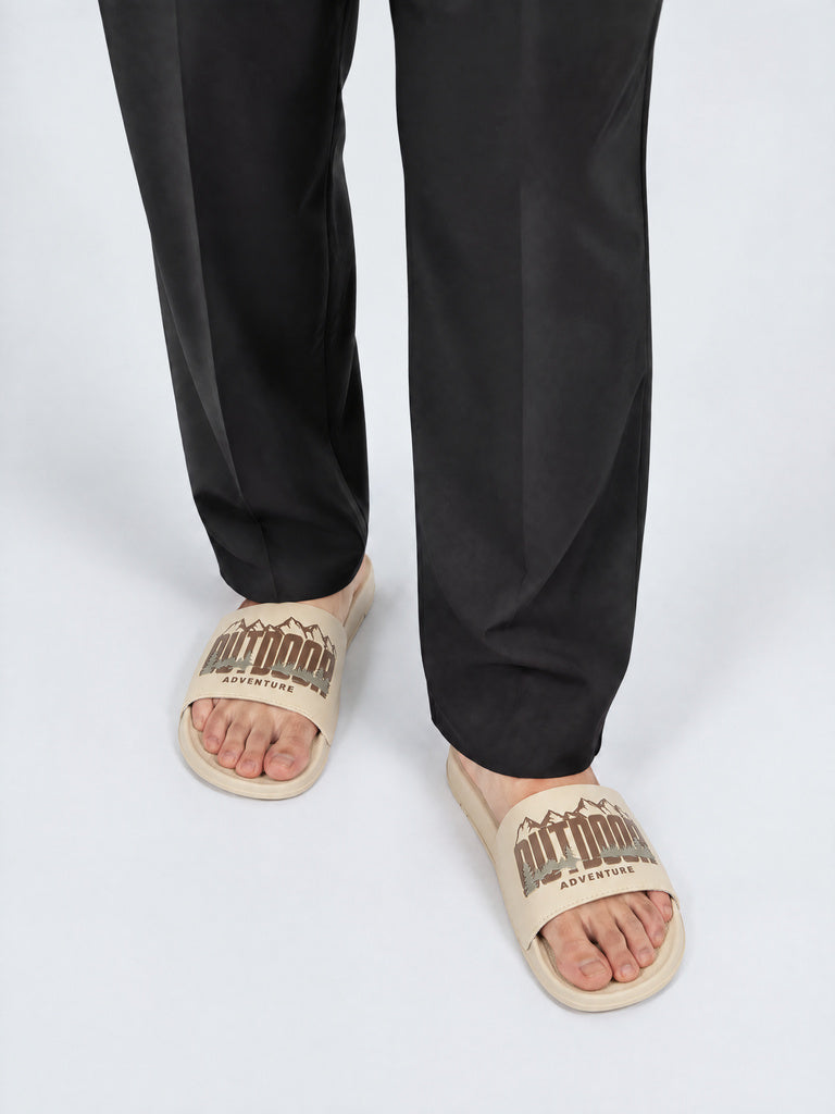 SOLEPLAY Light Beige Text Design Pool Slides