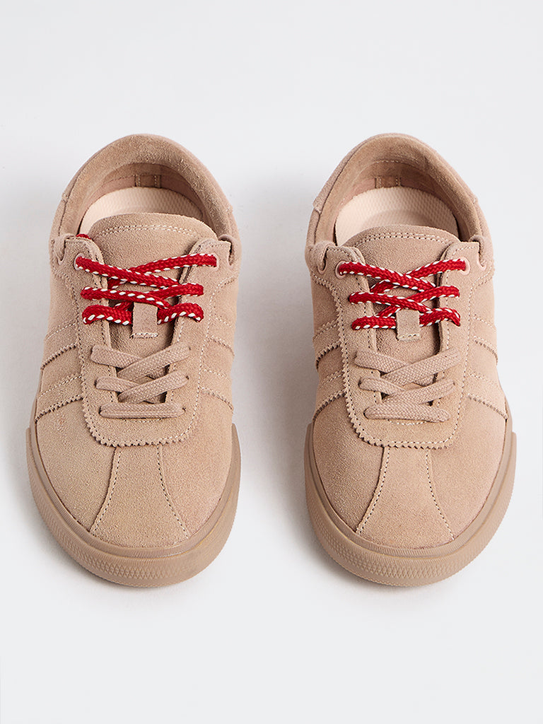 LUNA BLU Beige Lace-Up Sneakers