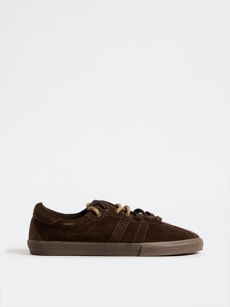 LUNA BLU Dark Brown Lace-Up Sneakers