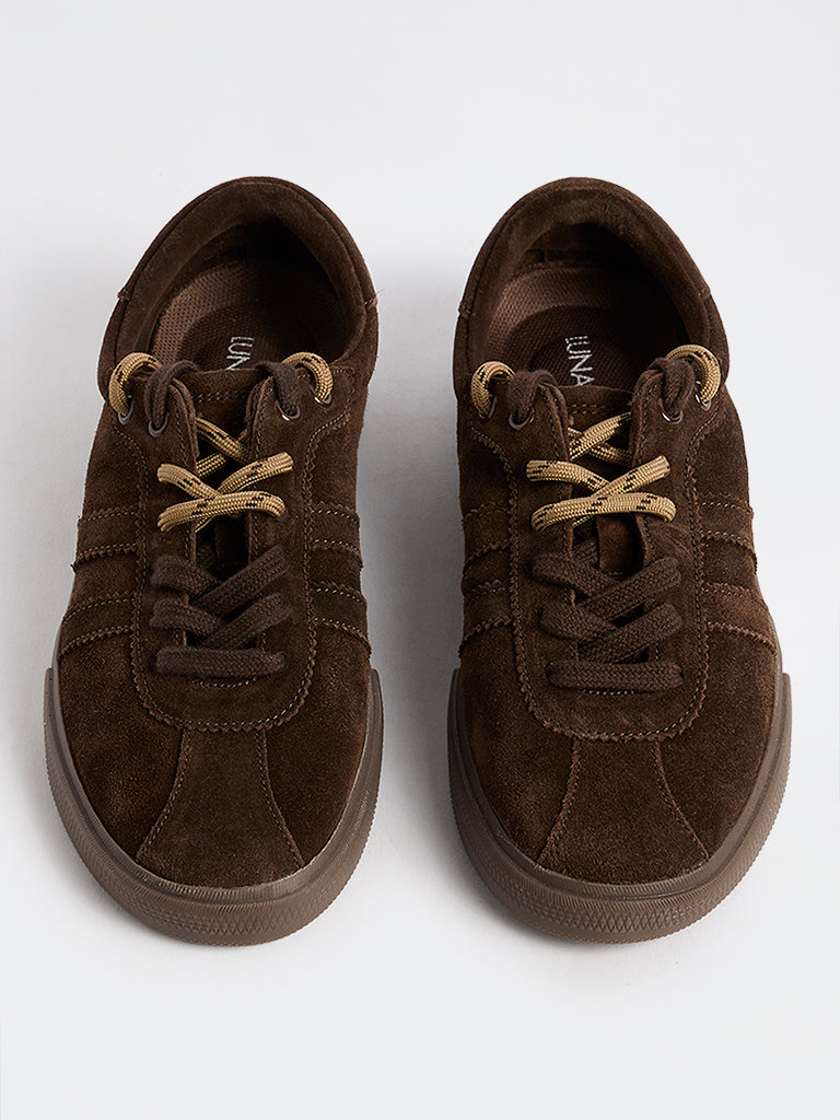 LUNA BLU Dark Brown Lace-Up Sneakers