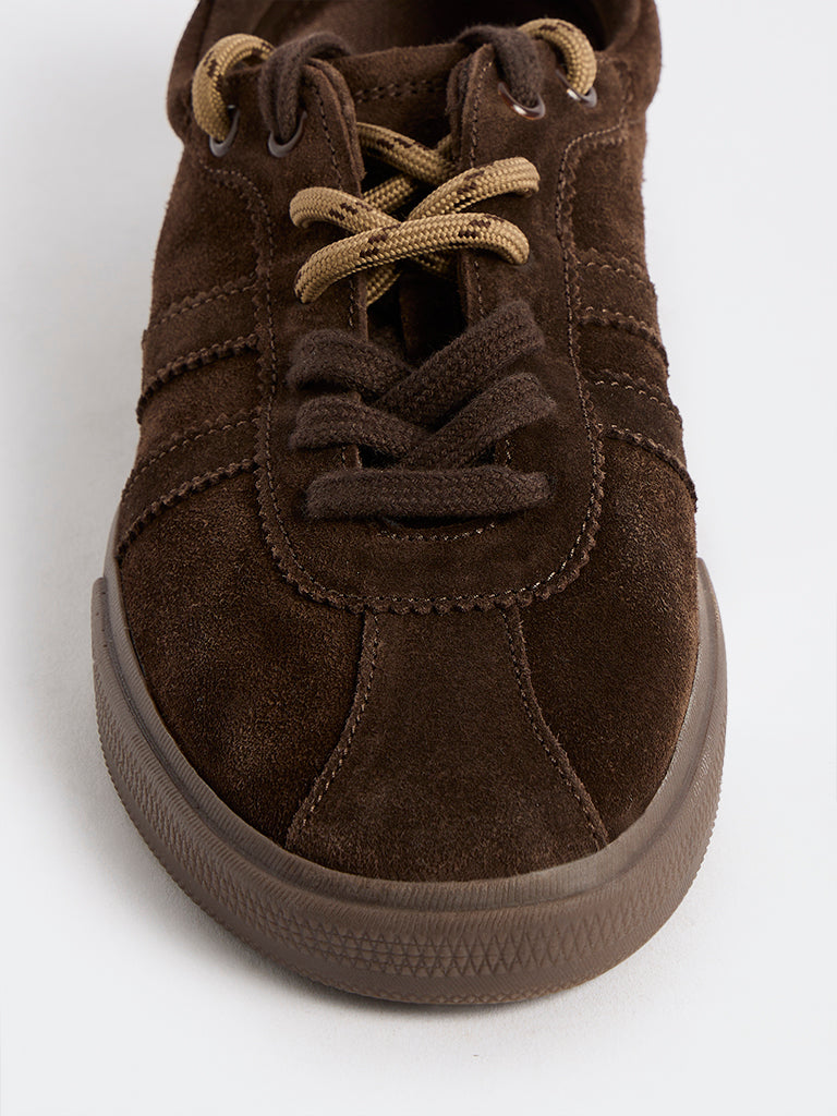 LUNA BLU Dark Brown Lace-Up Sneakers