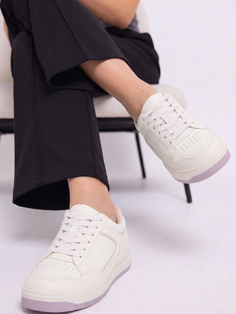LUNA BLU Off-White Lace-Up Sneakers