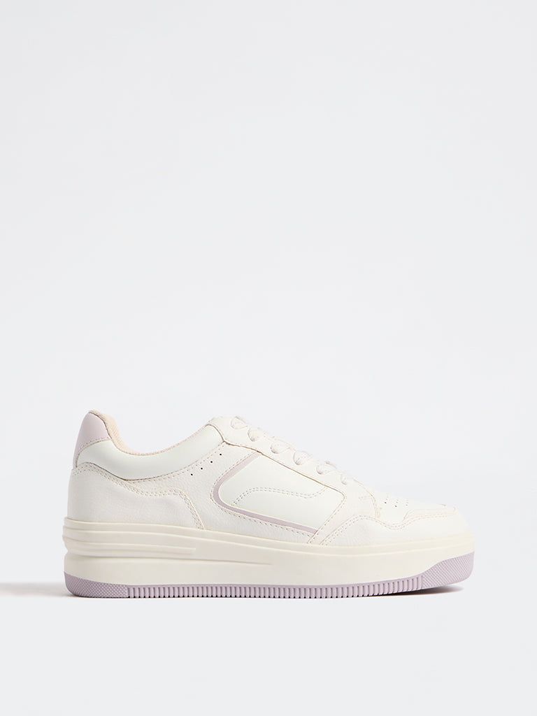 LUNA BLU Off-White Lace-Up Sneakers
