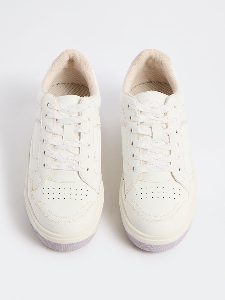 LUNA BLU Off-White Lace-Up Sneakers