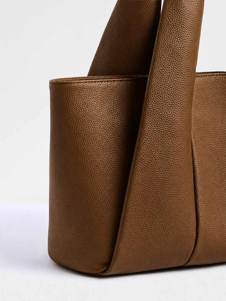 Westside Brown Textured Hobo Bag