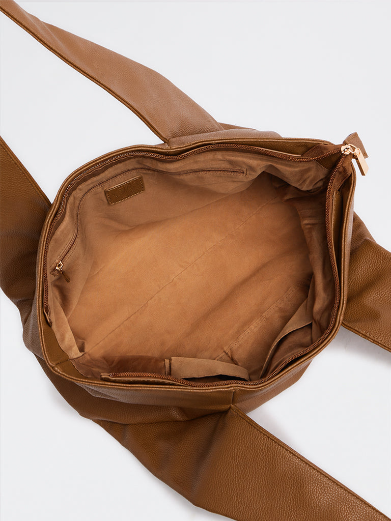 Westside Brown Textured Hobo Bag