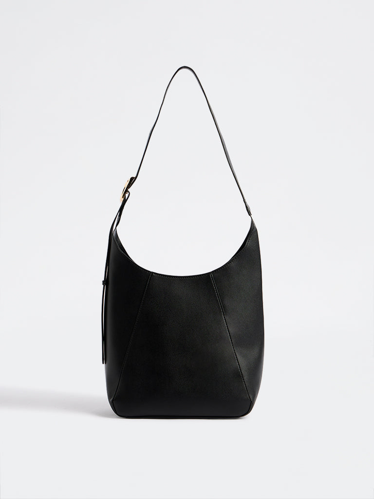 Westside Black Buckle-Detail Shoulder Bag